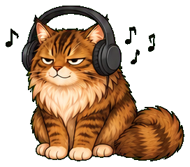 bjorn, a cat listening to music
